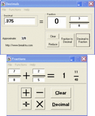 BREAKTRU FRACTIONS N DECIMALS screenshot